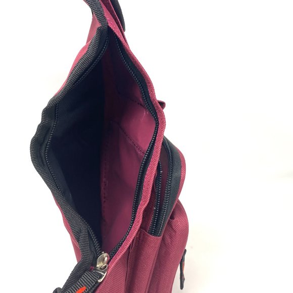 Messenger Women's Burgundy Bag Poly Sport Shoulder 4 Zip Pocket Cellphone Pouch - Picture 4 of 4